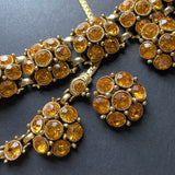 Yellow Rhinestones Selro Set Parure Necklace Bracelet Earrings Vintage