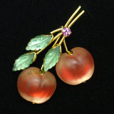 Fruit Pin Vintage Austria Brooch Red Pink Double