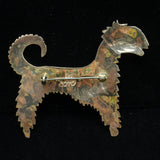 Dog Brooch Pin Vintage Silver with Brass Wash Coro c1945 Afghan Hound