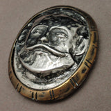 Mask Face Sterling Silver & Brass Pendant or Focal Point for Bracelet Arts & Crafts