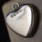 Heart Charm Vintage Sterling Silver Padlock Shape with Bow