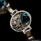 Hobe Bracelet Vintage Sterling Silver Aquamarine Glass Stones