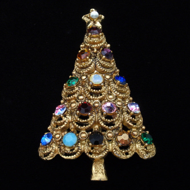 Hollycraft christmas tree pin top