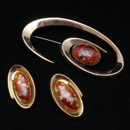 Retro Atomic Copper Pin & Earrings Matisse Renoir