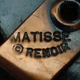 "Coronet" Set Vintage Copper & Enamel Brooch Pin & Earrings Matisse Renoir