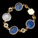 Art Deco Sterling Silver Bracelet with Blue Cabs