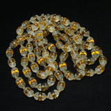 54" Long Strand Necklace of Textured Glass Beads Hand-Knotted