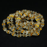 54" Long Strand Necklace of Textured Glass Beads Hand-Knotted