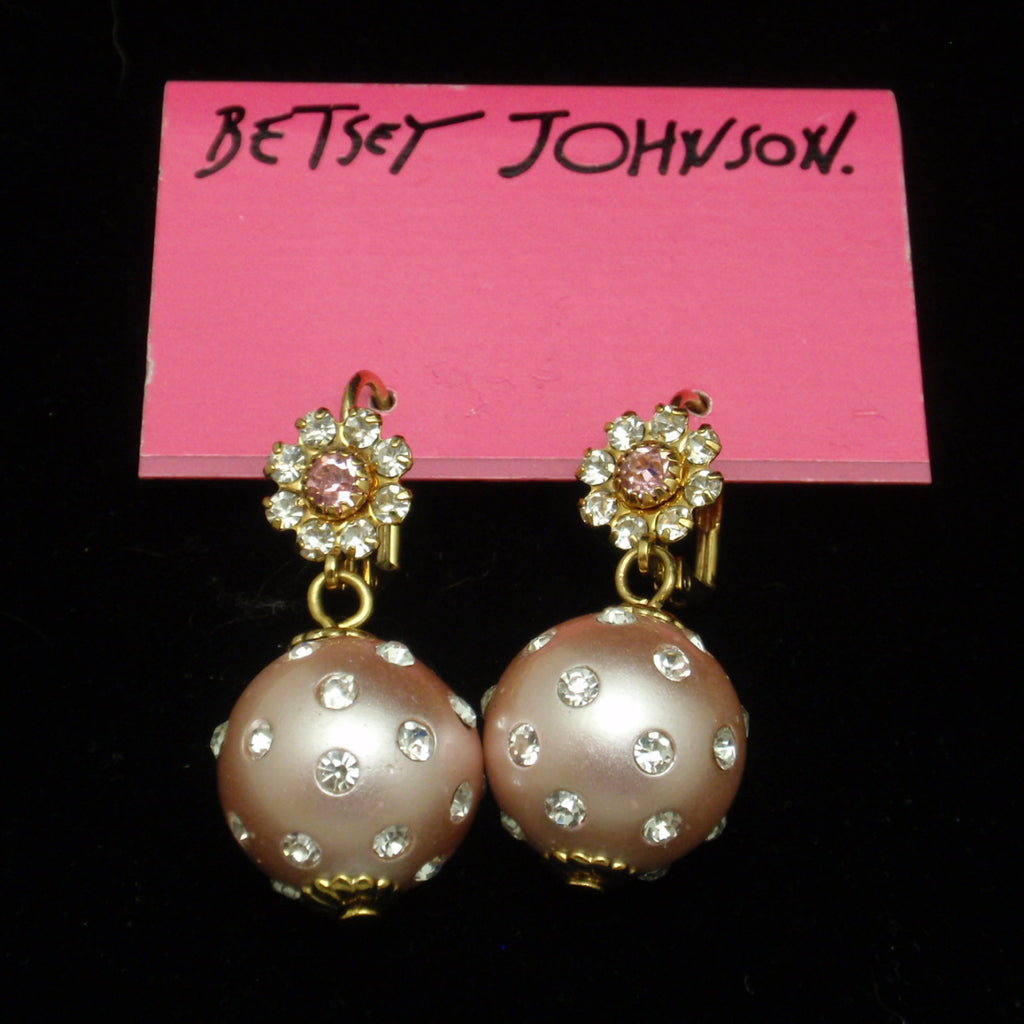 Betsey Johnson Fish Rhinestones & Faux Pearl Brooch Pin