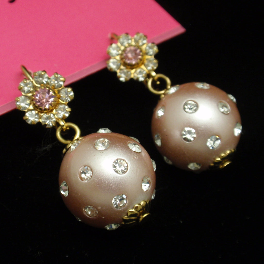 Betsey Johnson Rhinestone Ball Drop Earrings – World Of Eccentricity ...