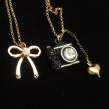 Betsey Johnson Charm Necklace with Camera Bow Heart
