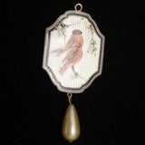 Bird Pendant Enamel Sterling Silver Teardrop Dangle Vintage