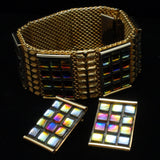 "Stained Glass" Bracelet & Earrings Set Vintage Colorful