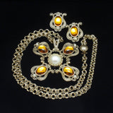 Swarovski SAL Maltese Cross Set Large Pendant Necklace Earrings Vintage