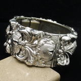 Hinged Clamper Bracelet Vintage Ornate Iconic 1 1/4" Wide Floral Design