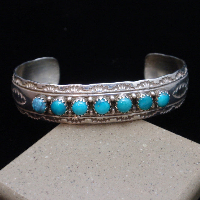 E Yazzie Navajo Bracelet Vintage Sterling Silver Turquoise