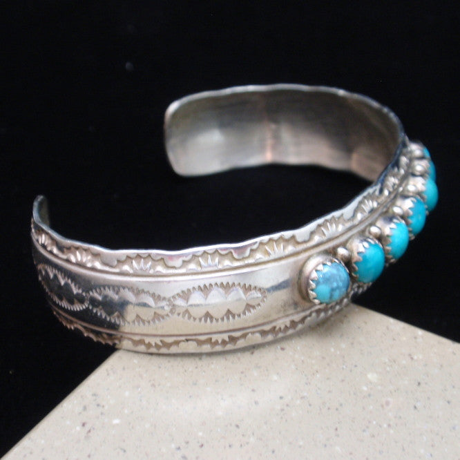 E Yazzie Navajo Bracelet Vintage Sterling Silver Turquoise