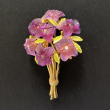 ART Purple Bouquet of Flowers Vintage Brooch Pin