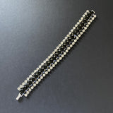 Black and Clear Rhinestones Vintage Bracelet 6.5 inches