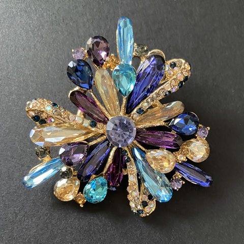 Blue and Purple Rhinestones Brooch Pin – World of Eccentricity & Charm