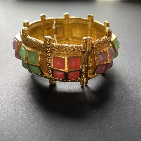 Carlisle Hinged Clamper Bracelet Vintage Colorful