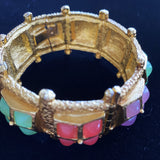 Carlisle Hinged Clamper Bracelet Vintage Colorful