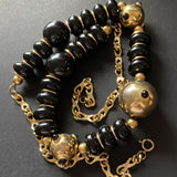 Chunky Black Necklace with Atomic Style Oversized Beads