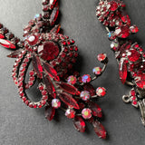 Juliana Red Parure Vintage D&E Set Necklace Bracelet Brooch Pin Earrings