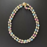 Double Strand Pastel Glass Beads Necklace Vintage