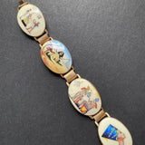 Egyptian Revival Six Panel Bracelet Vintage Enamel