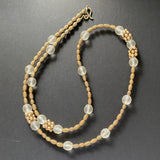 Frosted Glass and Ribbed Bead Vintage Necklace