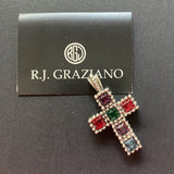 Reversible Cross Pendant Rhinestone Multi-Color Black Graziano