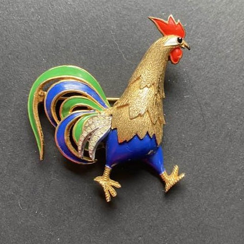 Jomaz Chicken Rooster Pin Vintage Brooch