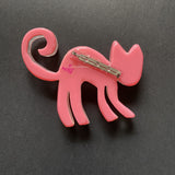 Pink Cat Brooch Pin Harriette Bauknight for KASO