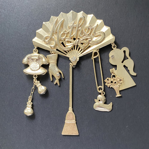 Kirks Folly "Mother" Dangling Charms Brooch Pin