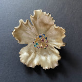 Kramer Rhinestone Centered Flower Brooch Pin