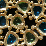 Kenneth Jay Lane Blue Green Bib Necklace Vintage Large