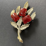 Little Nemo Leaf and Red Berry Vintage Brooch Pin