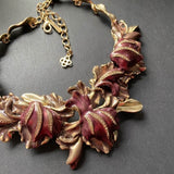 Oscar de la Renta Necklace Deep Purple Enamel Flowers