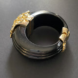 Park Lane Chunky Black and Gold Tone Clamper Bracelet Vintage