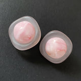Pink Button Earrings with Posts