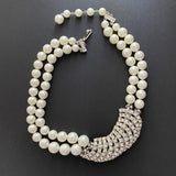 Rhinestones and Pearls Fashion Evening Necklace