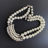 Rhinestones and Pearls Fashion Evening Necklace