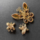 Rhinestone Butterfly Pin and Earrings Set