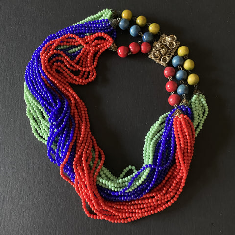 Red Blue Green Multi-Strand Necklace