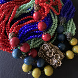 Red Blue Green Multi-Strand Necklace