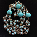 Aqua Necklace Ceramic and Glass Beads Vintage