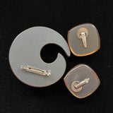 Frosted Finish Brooch Pin Earrings Set Mod Contemporary