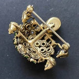 Schreiner Turtle Pin Vintage Rhinestones Trembler