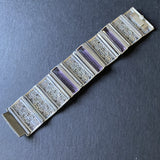 Silver Filigree Vintage Bracelet with Purple Glass Stones